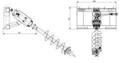 Skid Steer Small Loader Post Hole Auger Drive Attachment, 12" Diameter Auger, 46" Drilling Depth