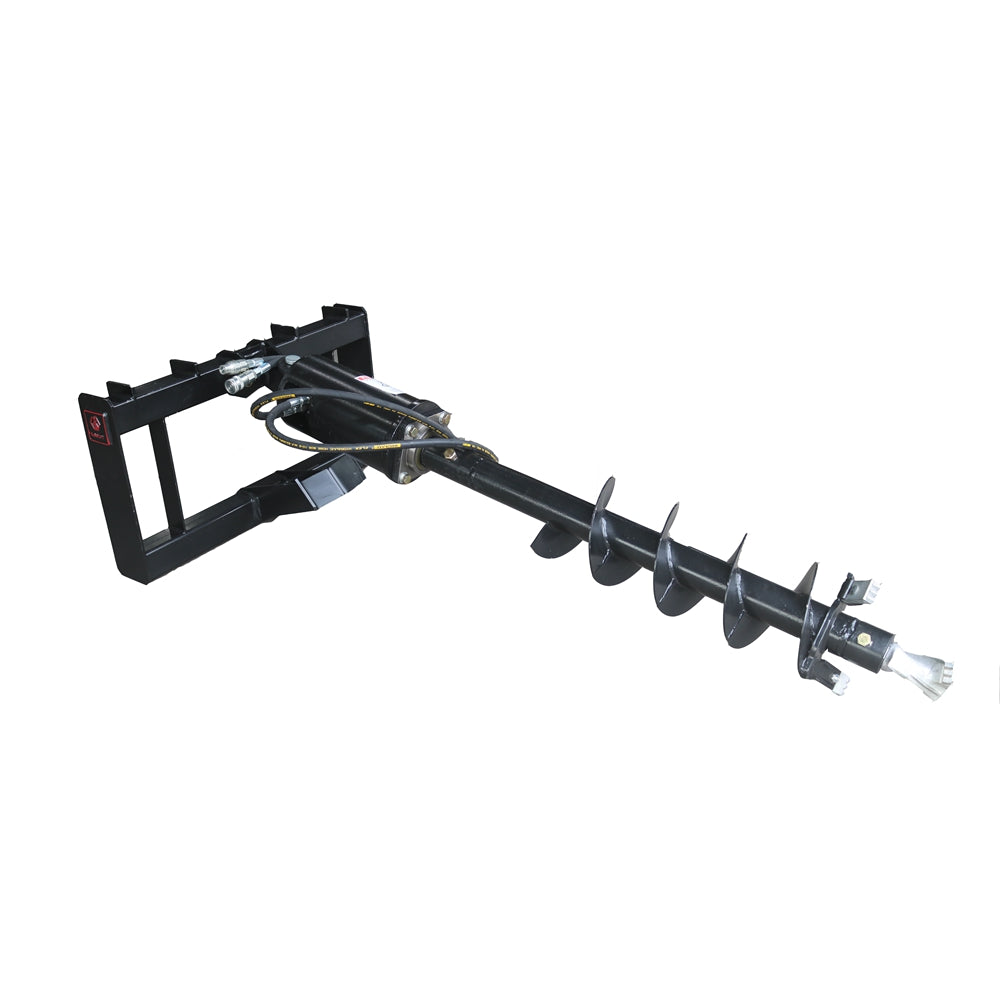 Skid Steer Small Loader Post Hole Auger Drive Attachment, 12" Diameter Auger, 46" Drilling Depth