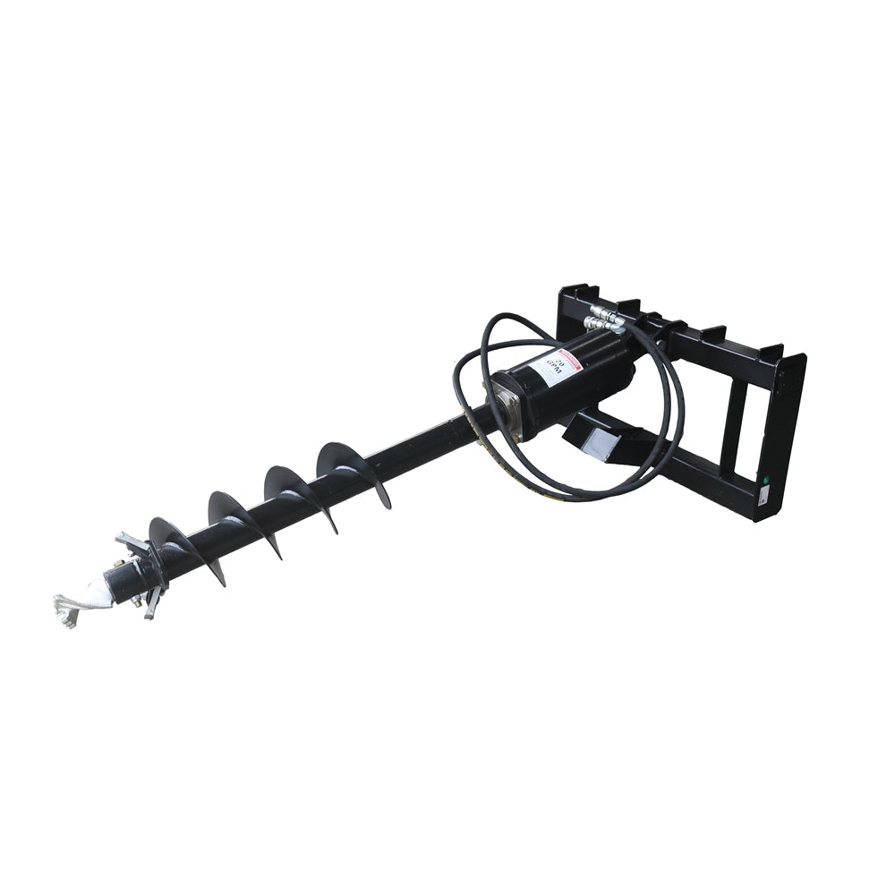 Skid Steer Small Loader Post Hole Auger Drive Attachment, 12" Diameter Auger, 46" Drilling Depth