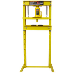 Hydraulic Shop Press ,12-Ton Capacity , Floor Mount ,with Press Plates, H-Frame Garage Floor Press, Adjustable Working Table Height, ,yellow