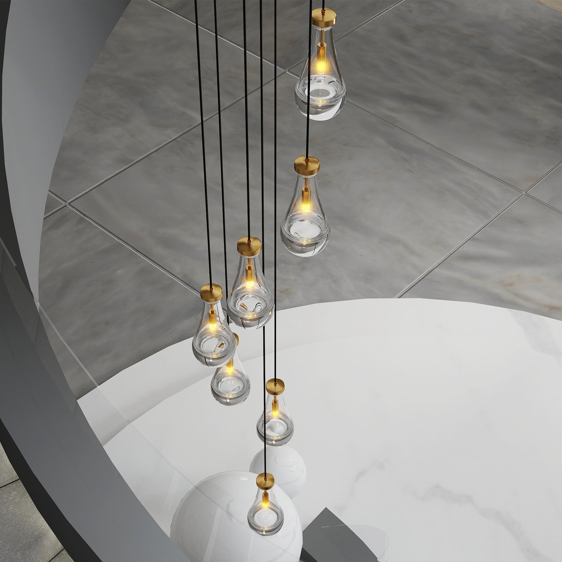7 Light Dining Room Pendant Light, Large Chandelier Adjustable Hanging Line, Living Room Pendant Light, Foyer Chandelier, Stairwell Pendant Lights, Bedroom