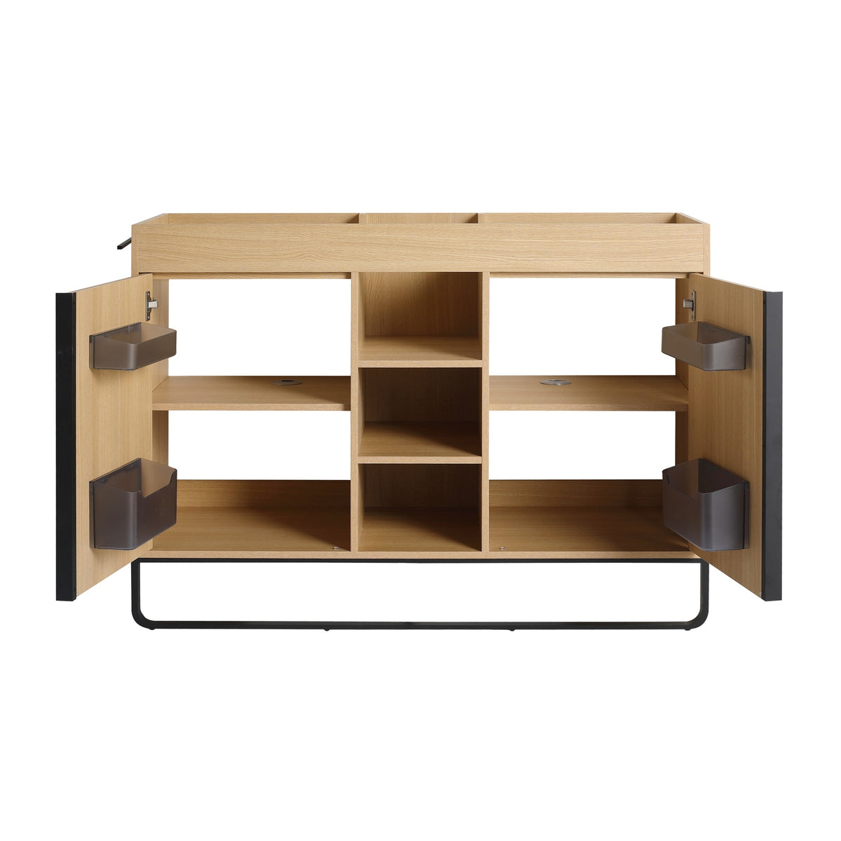 48" Freestanding Bathroom  Cabinet, 2-Soft Close Door & 3-Open Storage Rack, KD-Packing   (Vanity Only, Without Sink)