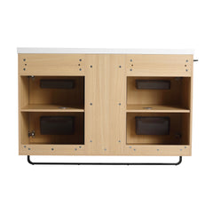 48" Freestanding Bathroom  Cabinet, 2-Soft Close Door & 3-Open Storage Rack, KD-Packing   (Vanity Only, Without Sink)