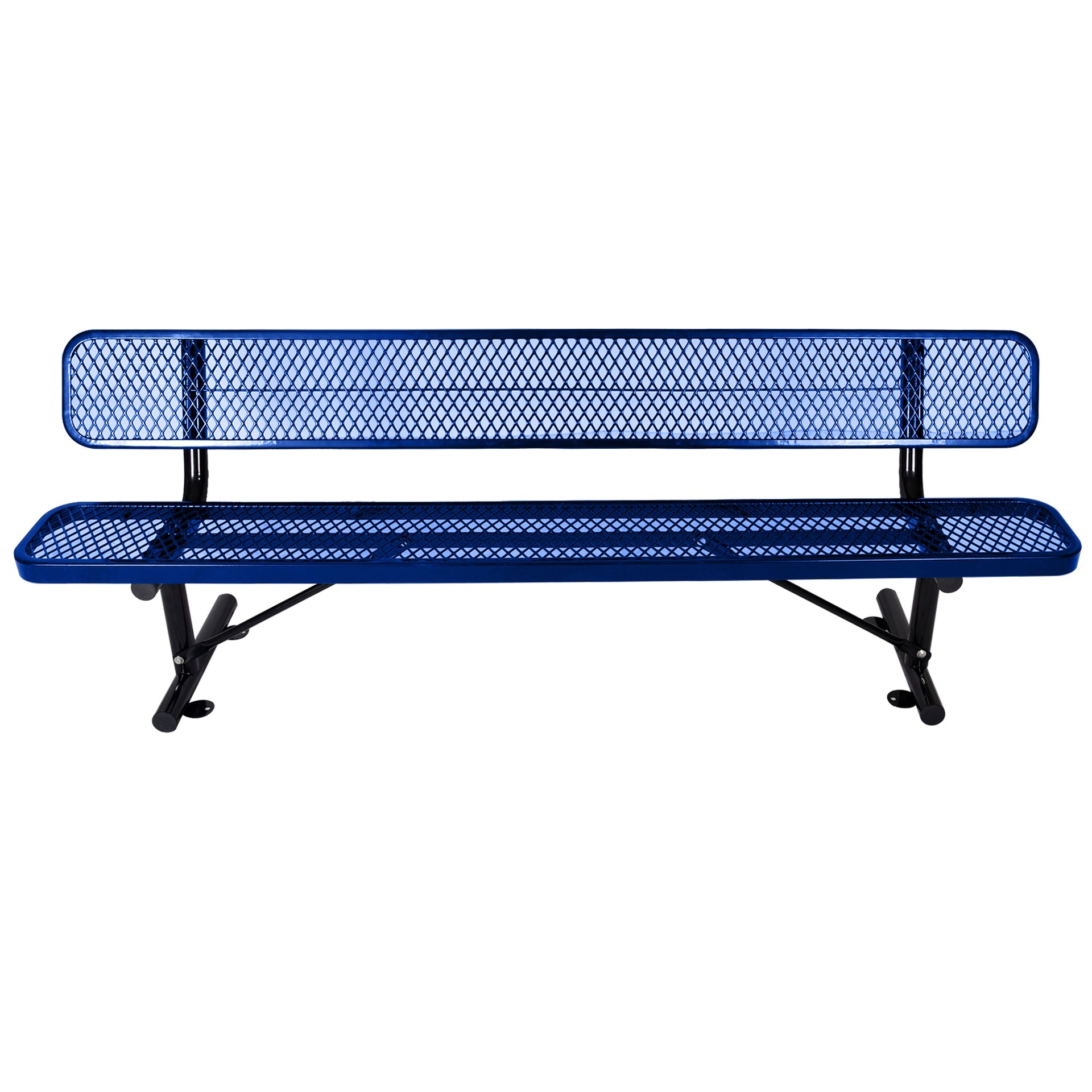 8 ft. Outdoor Steel Bench with Backrest BLue