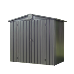 Outdoor Storage Shed 6.5'x 4.2', Metal Garden Shed for Bike, Trash Can, Tools, Lawn Mowers,Galvanized Steel Outdoor Storage Cabinet with Lockable Door for Backyard, Patio, Lawn (6.5x4.2ft, Dark Gray)