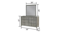 KENZO Modern Style Full 5PC Storage Bedroom Set Made with Wood, LED Headboard, Bluetooth Speakers & USB Ports - Grey(NJ INVENTORY)