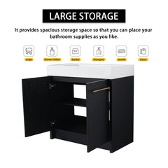 36 Inch Freestanding Bathroom Vanity with Resin Sink, With Soft Closing Door, KD-Package
