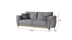 Leena Contemporary Style Upholstery 2PC Livingroom Set Made with Wood in Gold accent & Gray