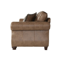 Leinster Faux Leather Sofa with Antique Bronze Nailheads