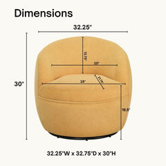 Galleria 360 Swivel Teddy Sherpa Barrel Chair, Yellow