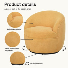 Galleria 360 Swivel Teddy Sherpa Barrel Chair, Yellow