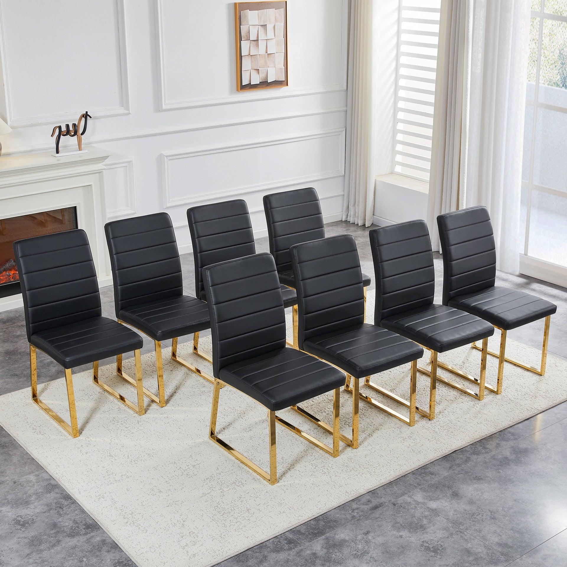 8-Pack - Heavy-duty chairs set: 2.1" thick cushion, iron frame, perfect for home or office. Classic colors, great value