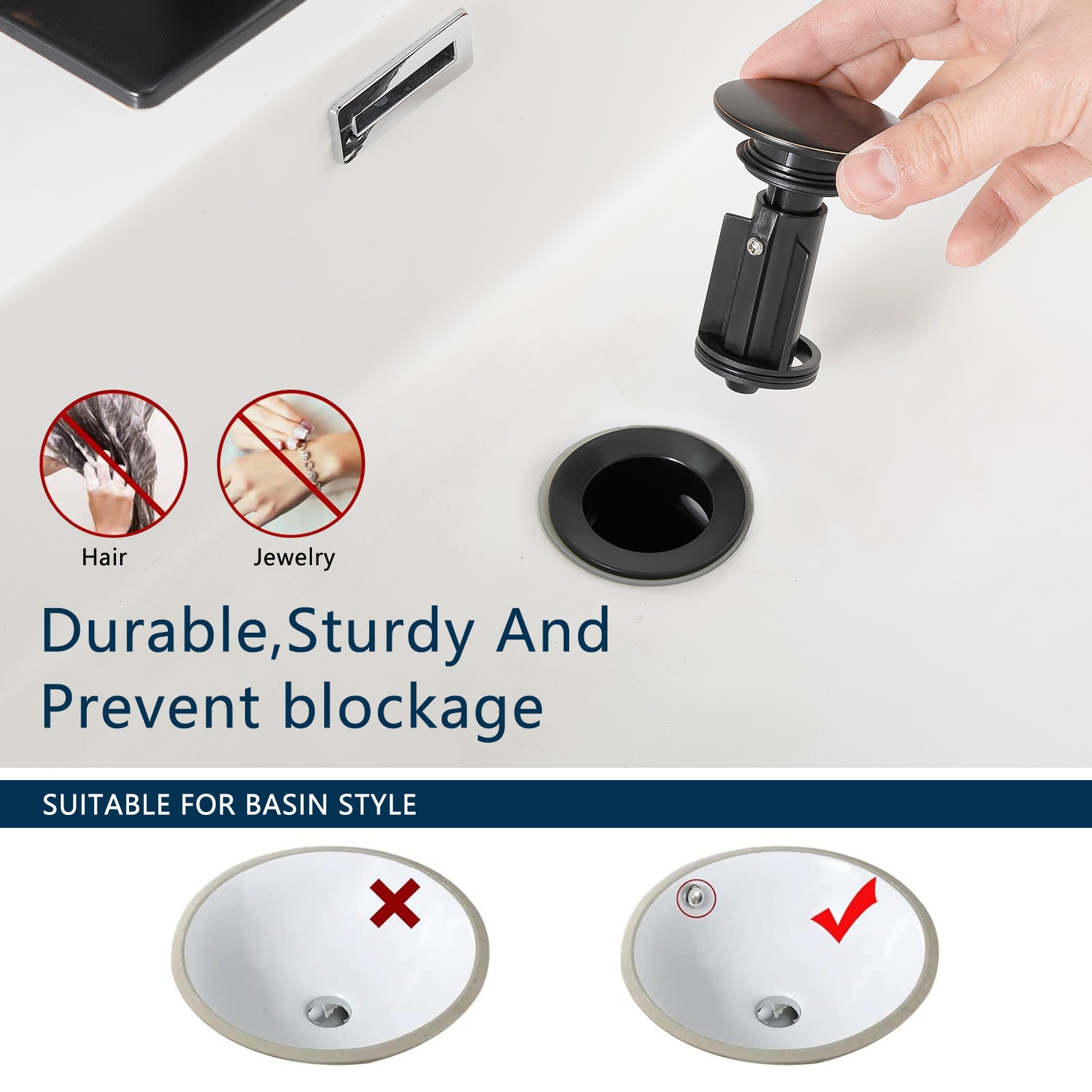 Sink Faucet With Deck Plate Waterfall ORB with Pop Up Drain and Supply Lines Bathroom faucets for Sink 1 Hole One Handle Faucets Vanity Bath Mixer Tap