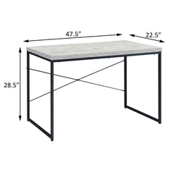 Antique White and Black Writing Desk with Metal Sled Base