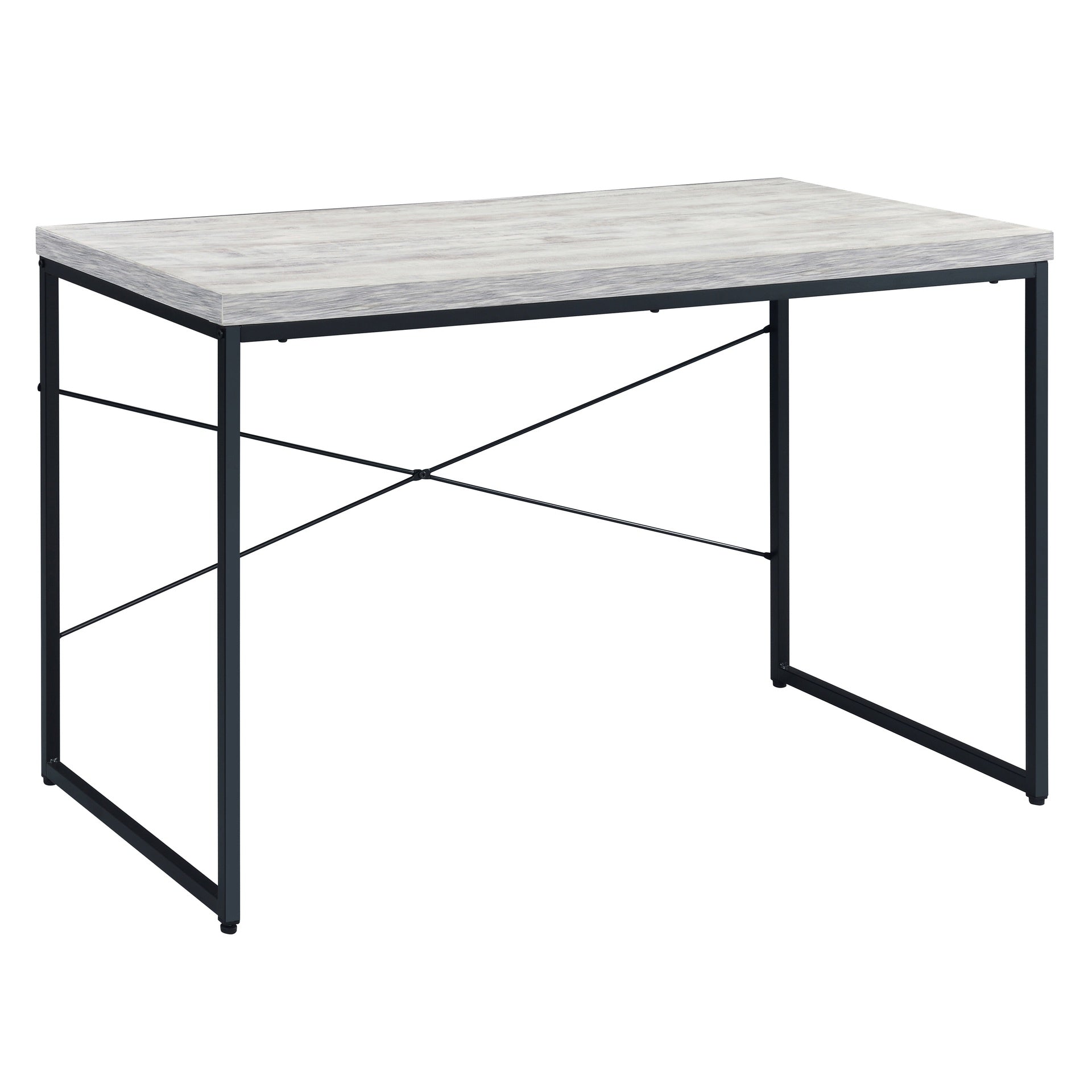 Antique White and Black Writing Desk with Metal Sled Base