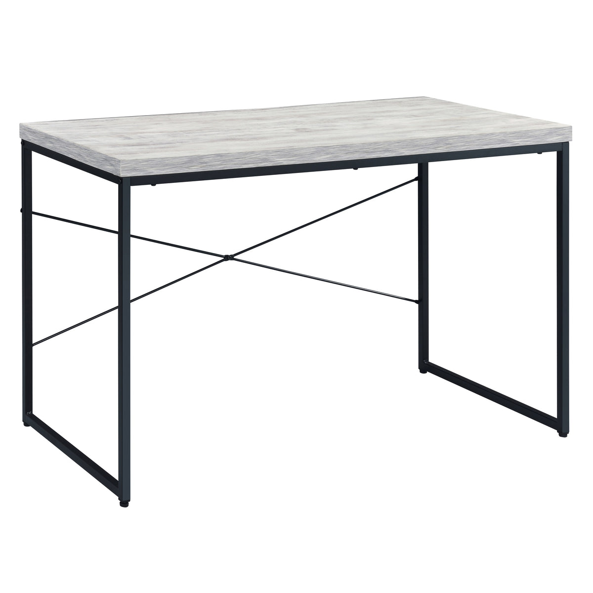 Antique White and Black Writing Desk with Metal Sled Base