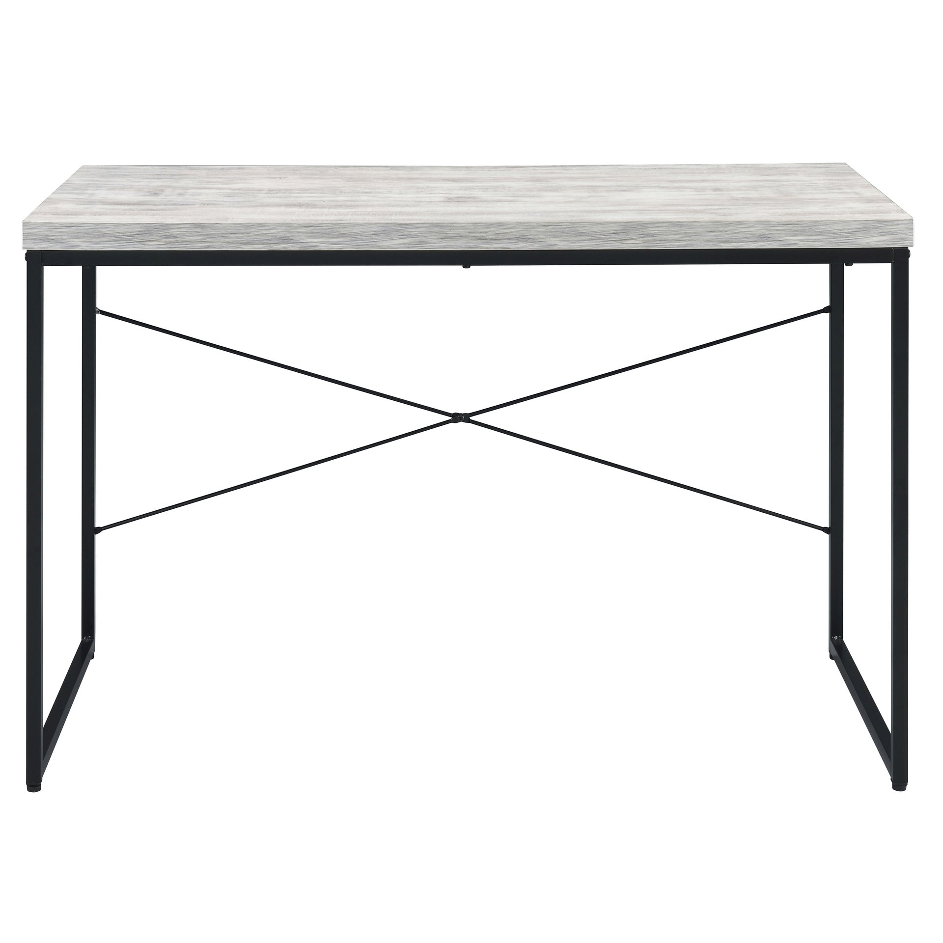 Antique White and Black Writing Desk with Metal Sled Base