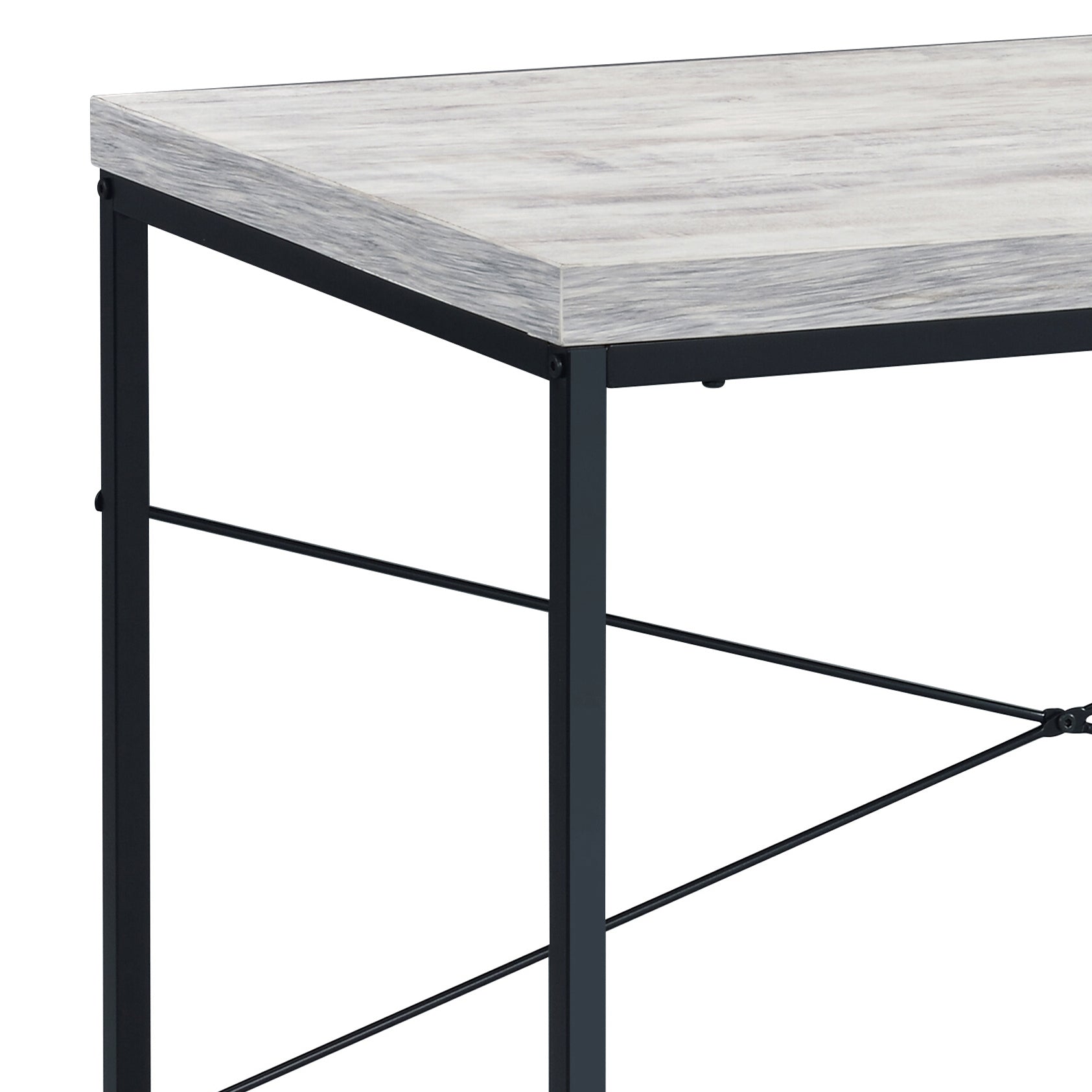 Antique White and Black Writing Desk with Metal Sled Base