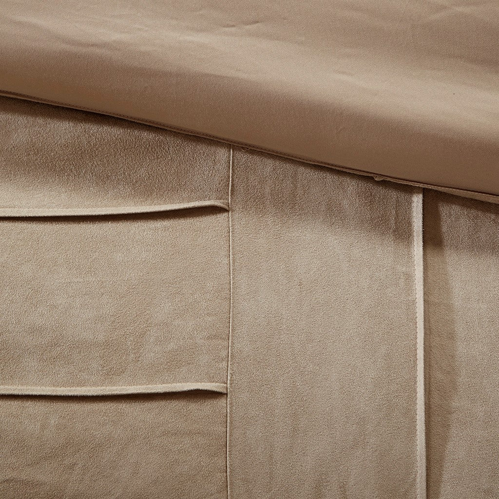 7 Piece Faux Suede Comforter Set Beige King