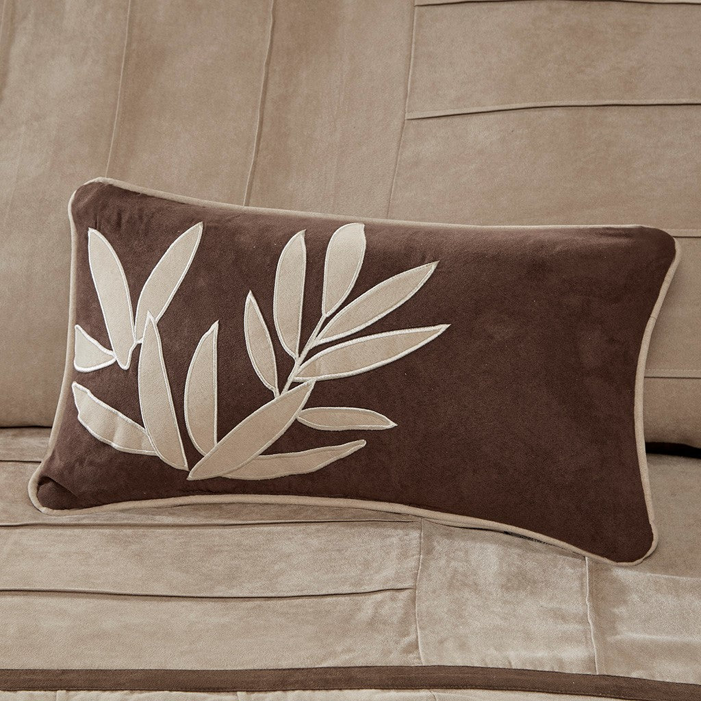 7 Piece Faux Suede Comforter Set Beige King