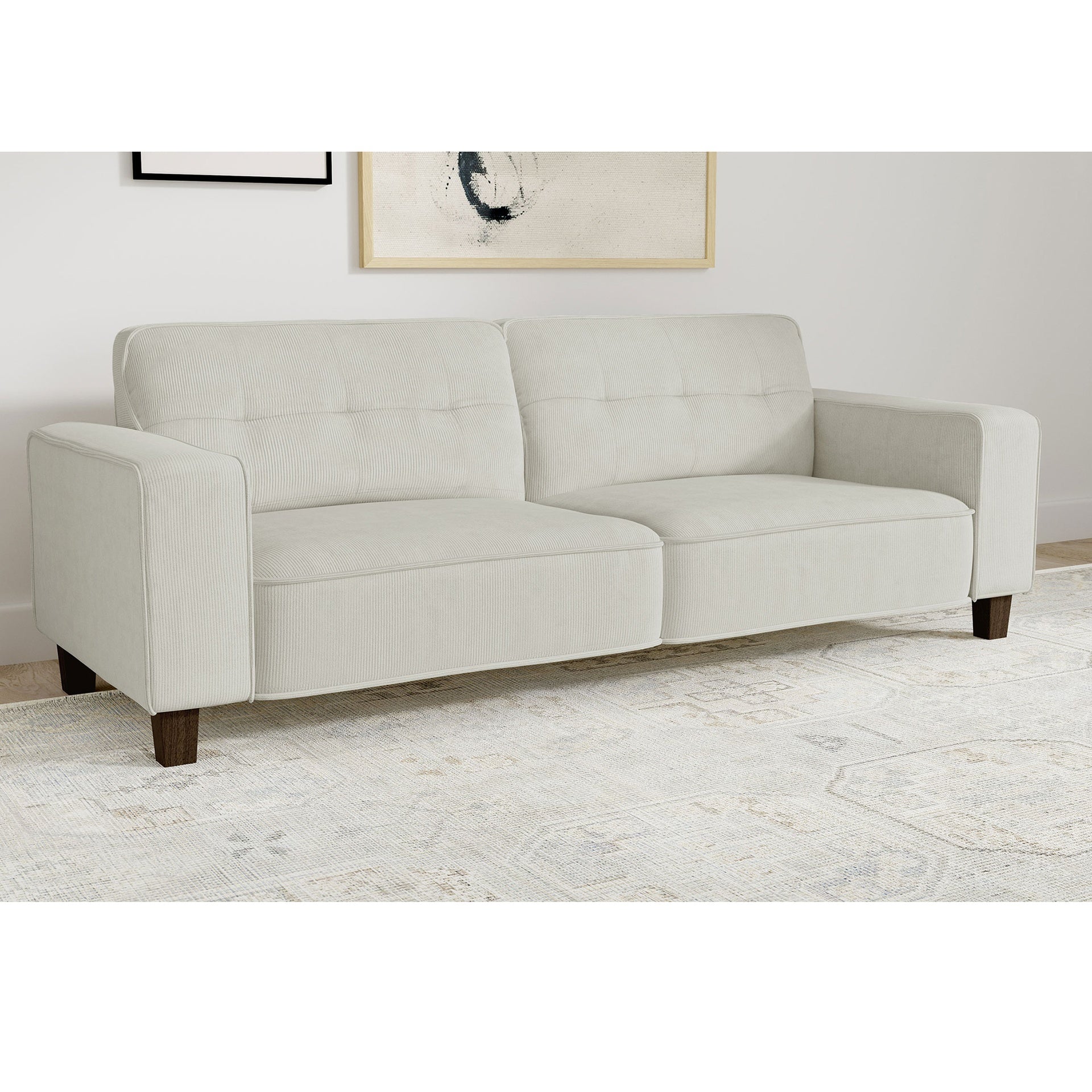 Evoke Greige Upholstered Tufted Sofa