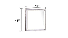Fabio Contemporary Style Mirror Made with Diamond-Patterned Side Accents with LED Lighting and Wood in White Finish(INCLUDES ONLY MIRROR)  same as B009P309319 (CA inventory)