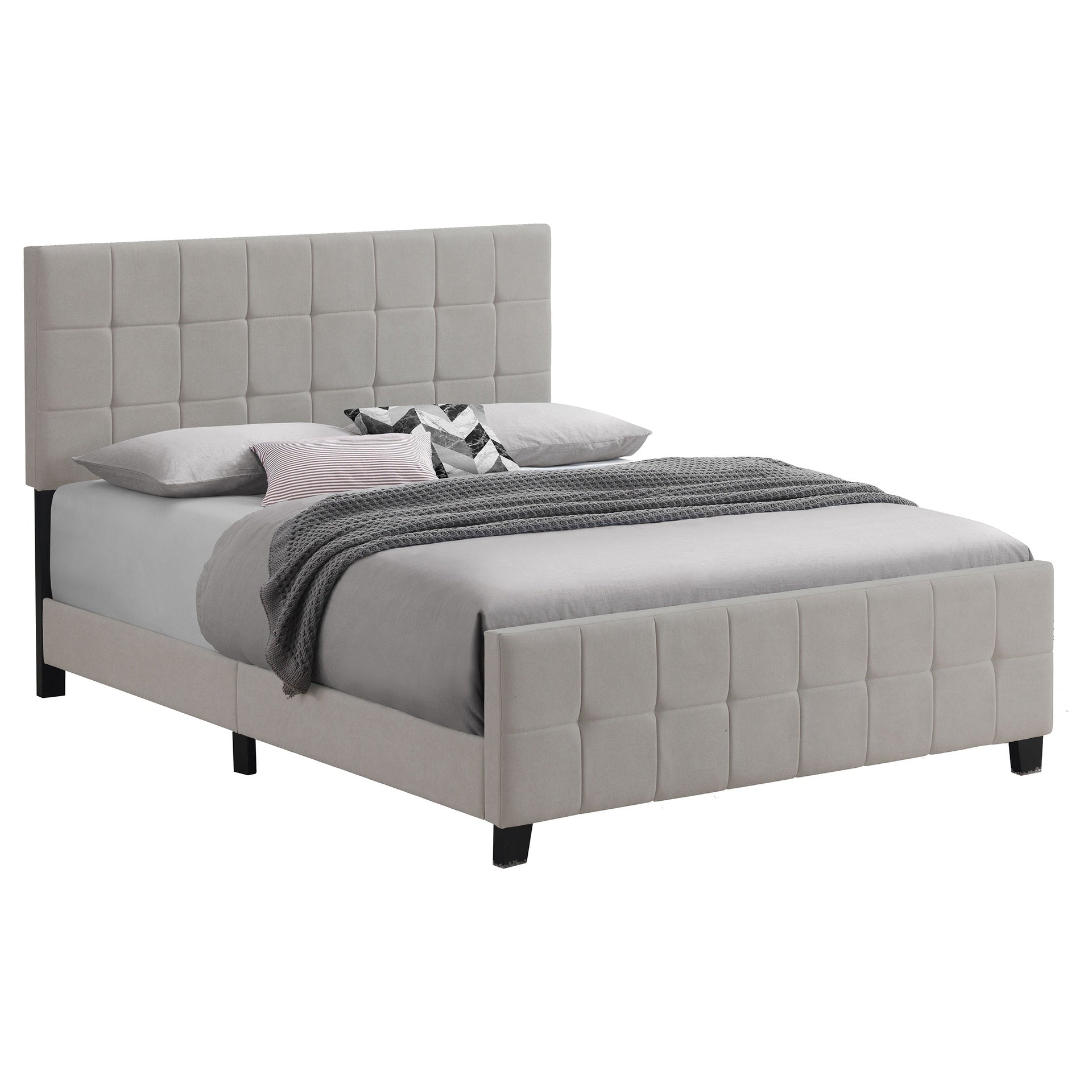 Destiny Beige Upholstered Eastern King Panel Bed
