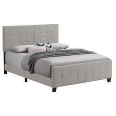 Destiny Beige Upholstered Eastern King Panel Bed