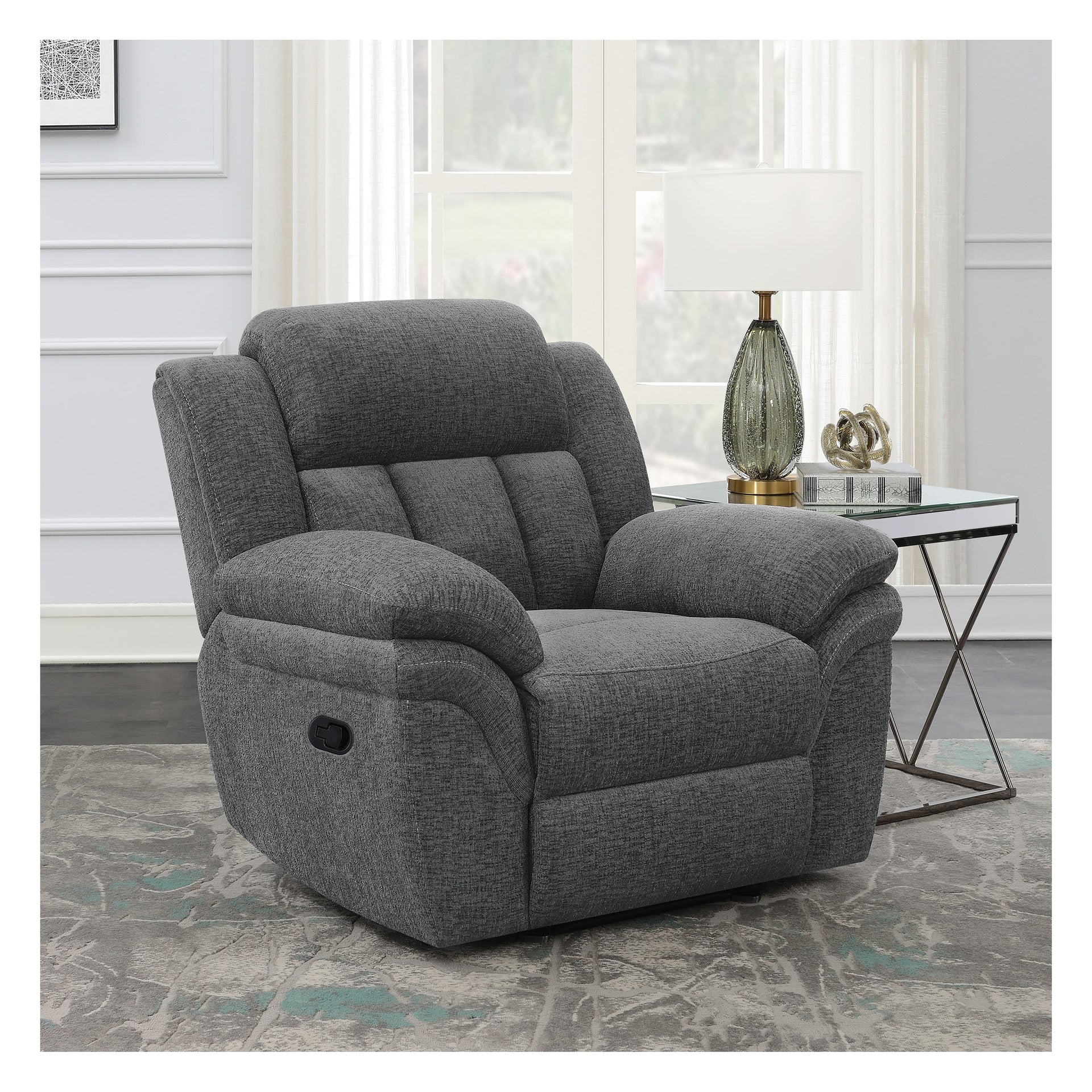 Pannen Charcoal Upholstered Glider Recliner