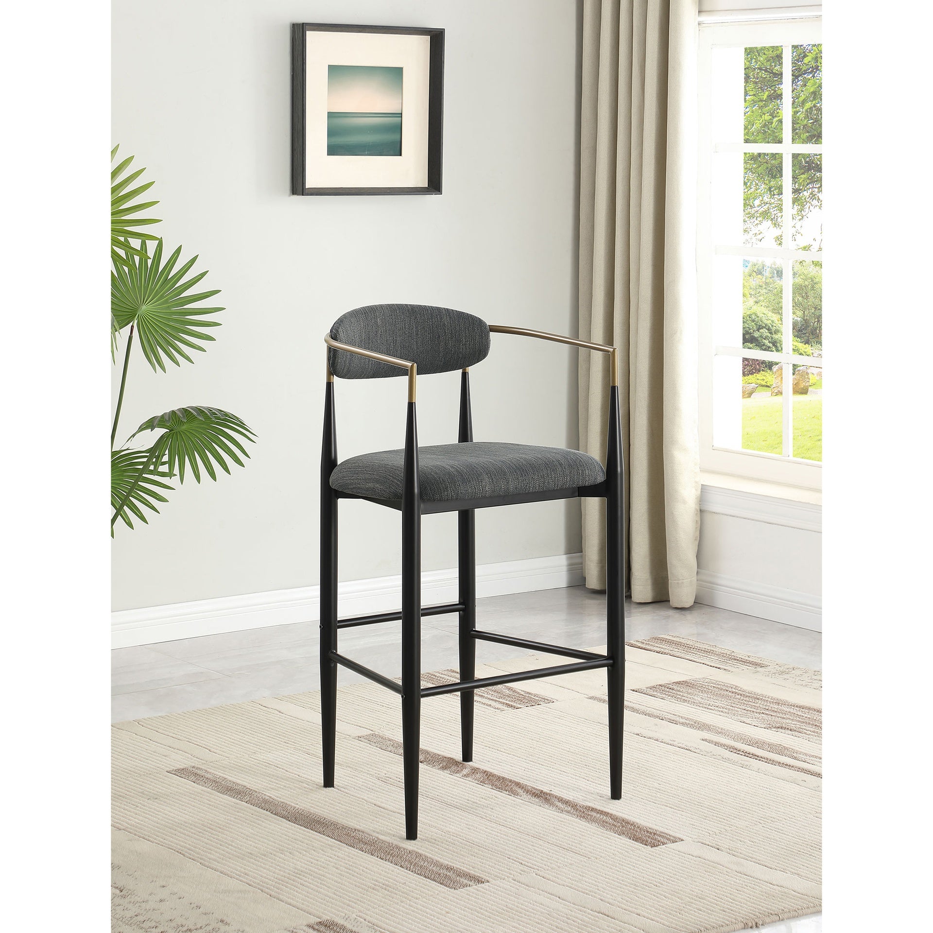 Renfroe Dark Grey Fabric Upholstered Bar Chair (Set of 2)