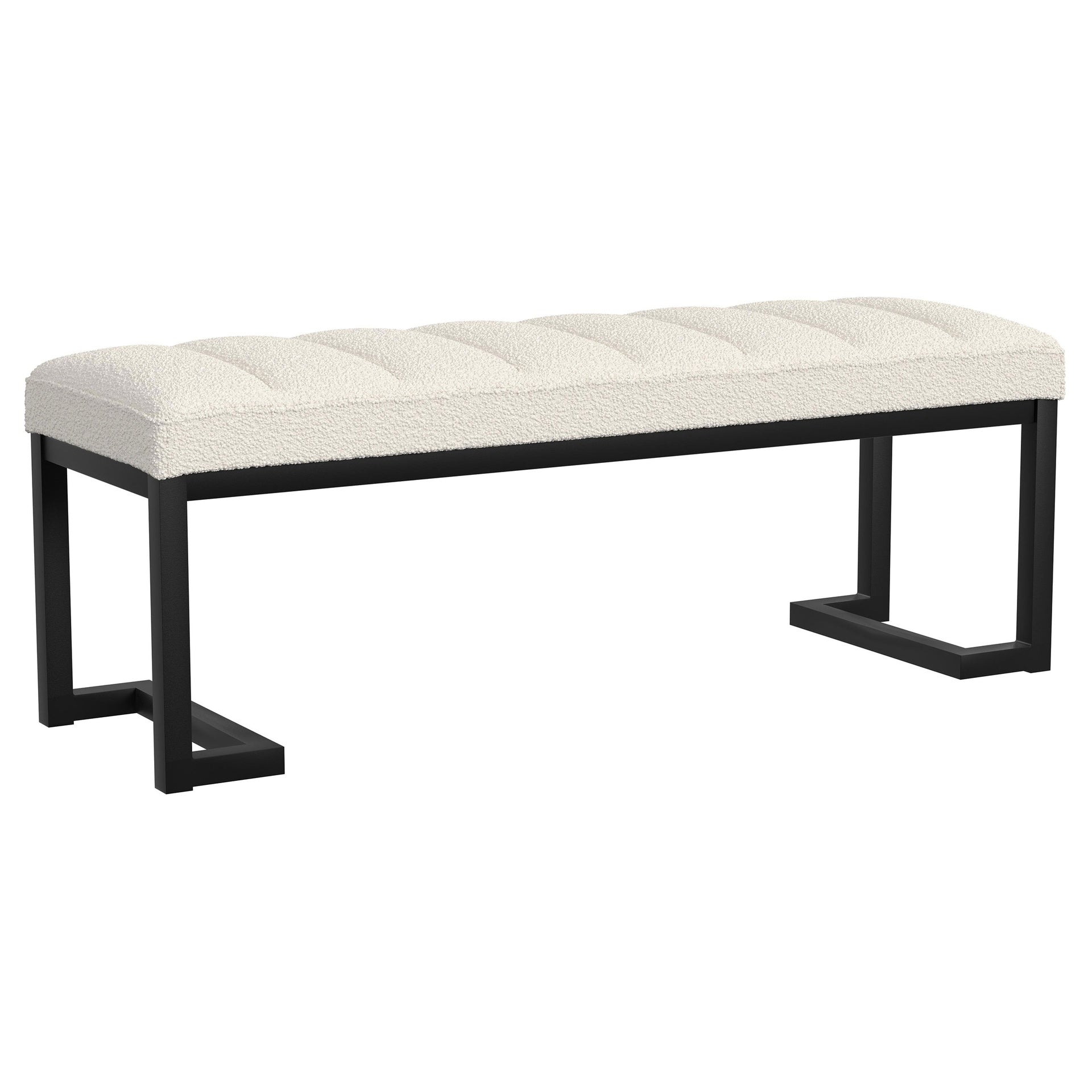 Mira Vanilla Boucle Upholstered Tufted Accent Bench