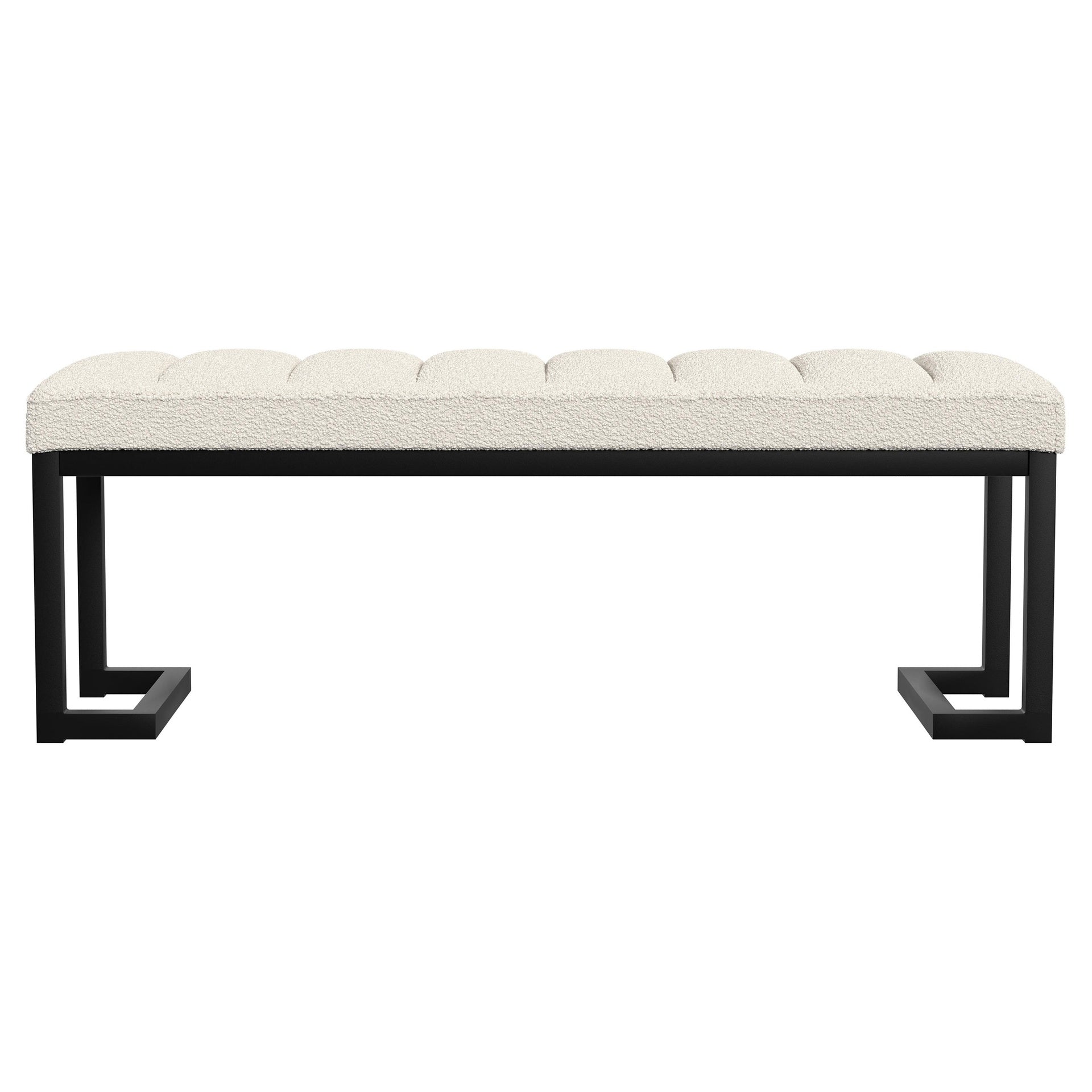 Mira Vanilla Boucle Upholstered Tufted Accent Bench