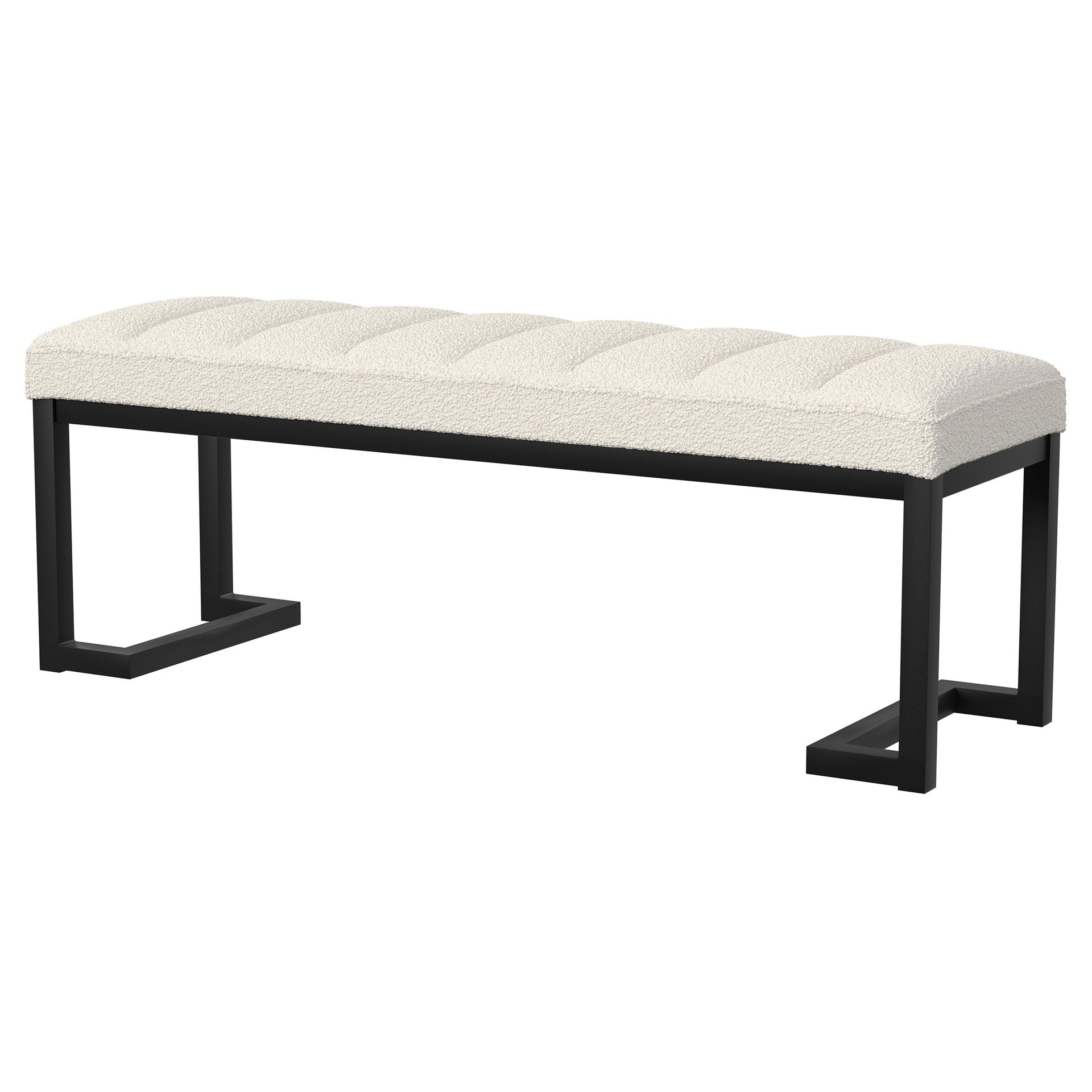 Mira Vanilla Boucle Upholstered Tufted Accent Bench