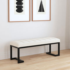 Mira Vanilla Boucle Upholstered Tufted Accent Bench