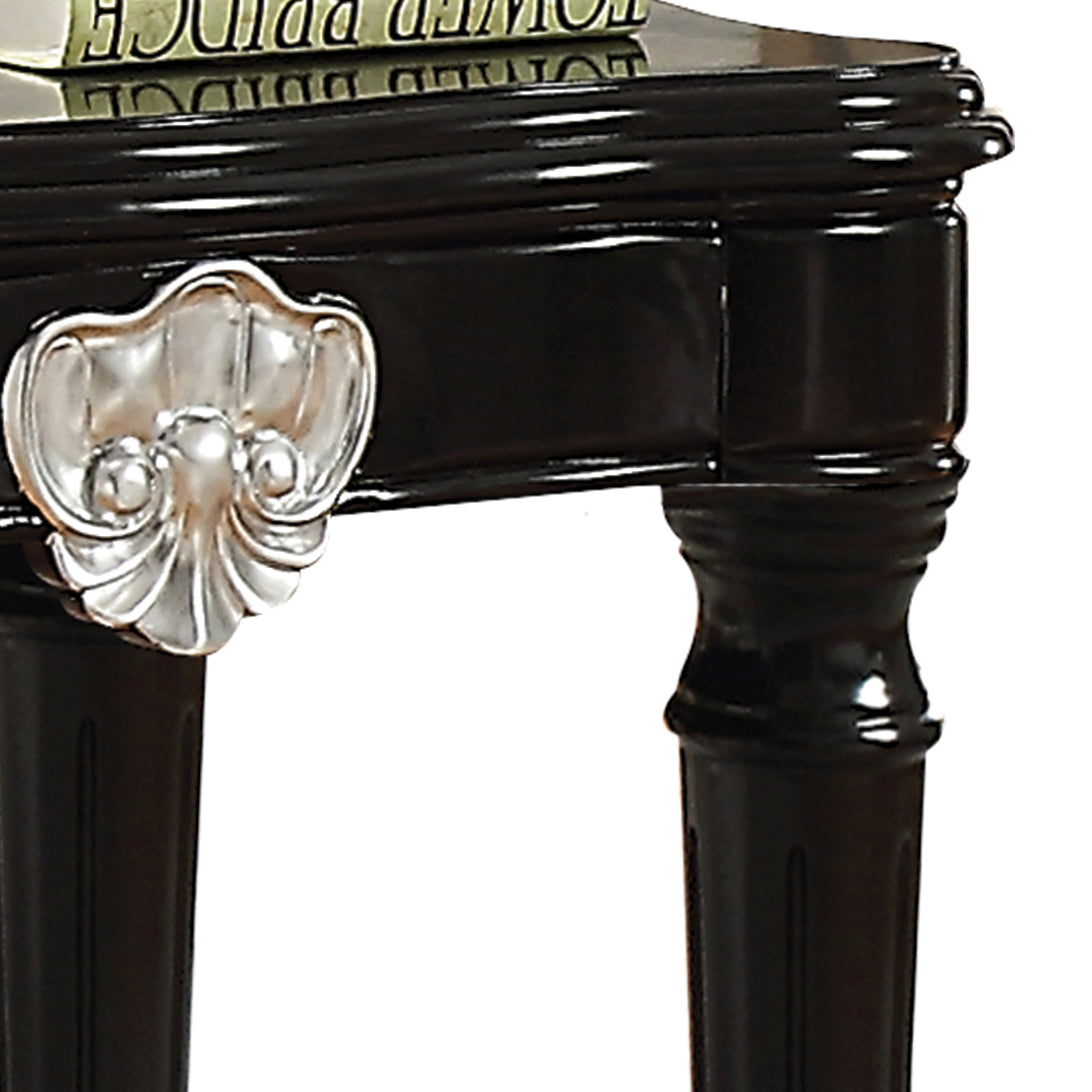 Black End Table with Turned Legs