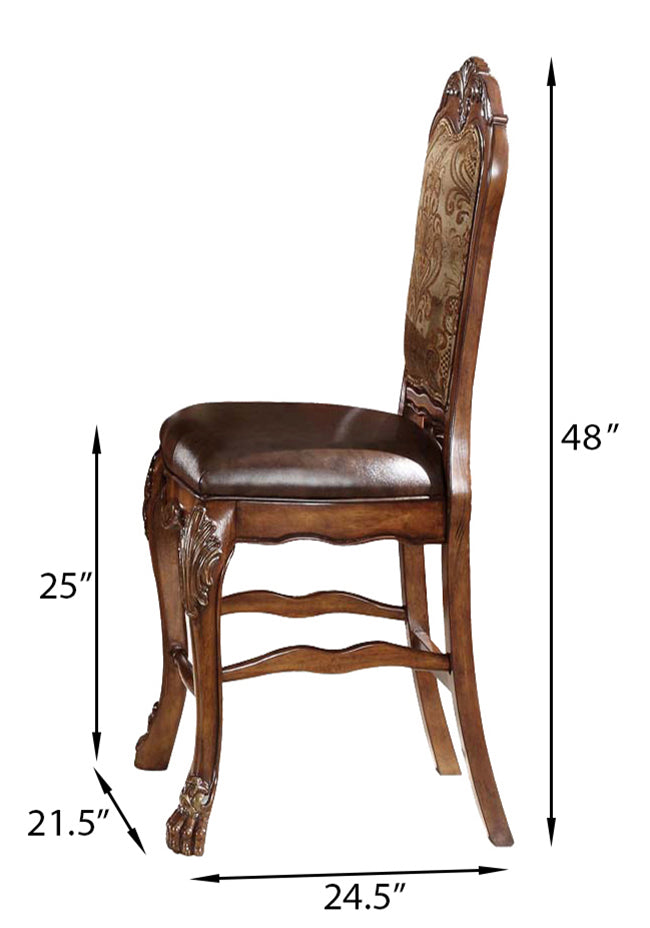 Beige and Cherry Oak Counter Height Chairs (Set of 2)