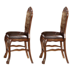 Beige and Cherry Oak Counter Height Chairs (Set of 2)