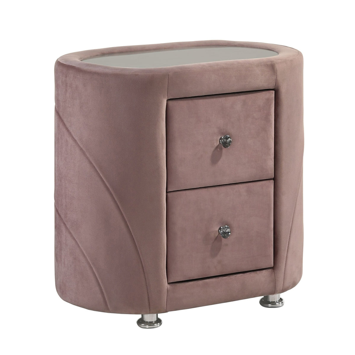 Pink Upholstered 2-drawer Nightstand