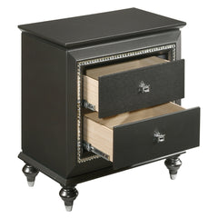 Metallic Grey Nightstand with 2 Drawers