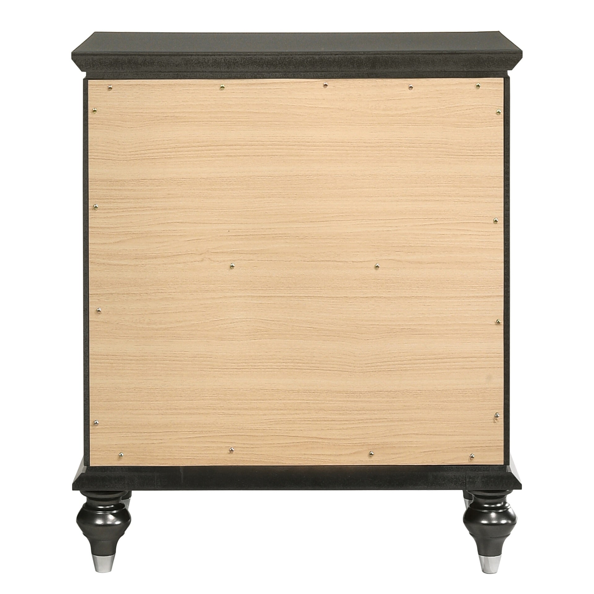 Metallic Grey Nightstand with 2 Drawers