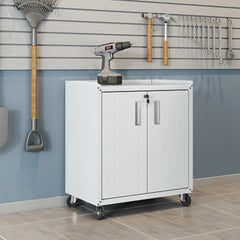 Rolling Garage Cabinet in White