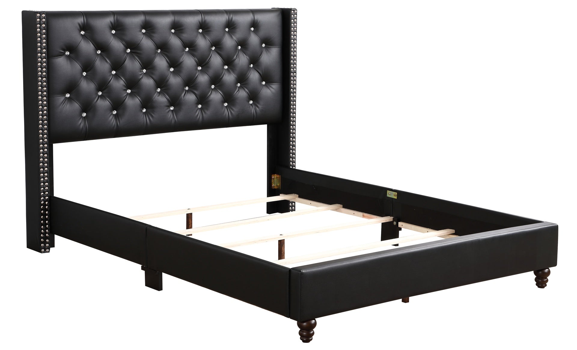 Sleek Transitional Black Upholstered Full Bed