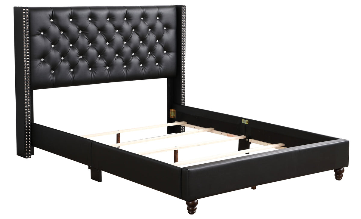 Sleek Transitional Black Upholstered Full Bed