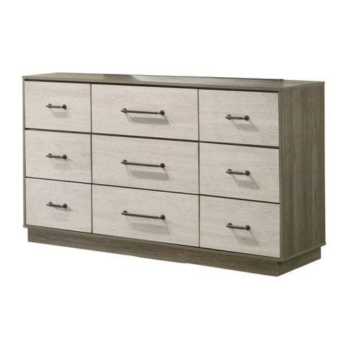 Gem Modern Style 5 Pc King Bedroom Set Made with Wood in Beige & Brown