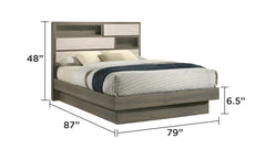 Gem Modern Style 4 Pc King Bedroom Set Made with Wood in Beige & Brown