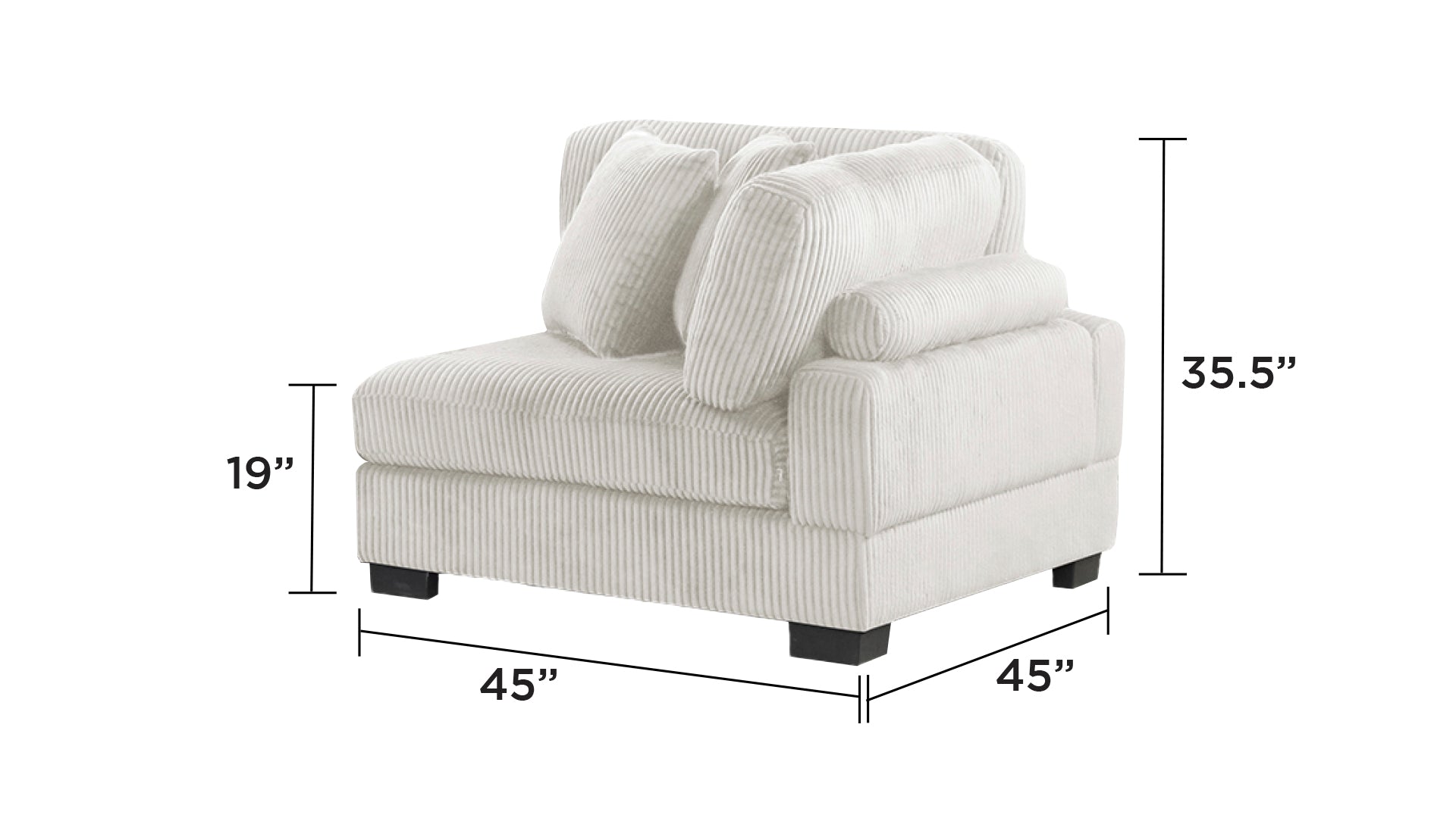 Bentley modern style Corduroy fabric upholstered CORNER Wedge made with wood frame in Cream (NJ Warehouse inventory)