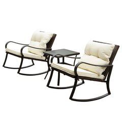 Metal 2 - Person Outdoor Patio Rocking Seating Group with Cushions