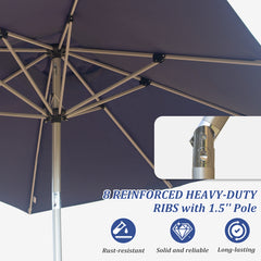 Rectangle Patio Umbrella with Crank Lift and Tilt Function, Navy Blue (Base not included)