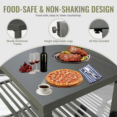 Outdoor Kitchen Island with Storage, Aluminum Kitchen Storage Island Kitchen Food Prep Table with Double Storage Rack, Freestanding Bar Center with Protective Cover Indoor Outdoor
