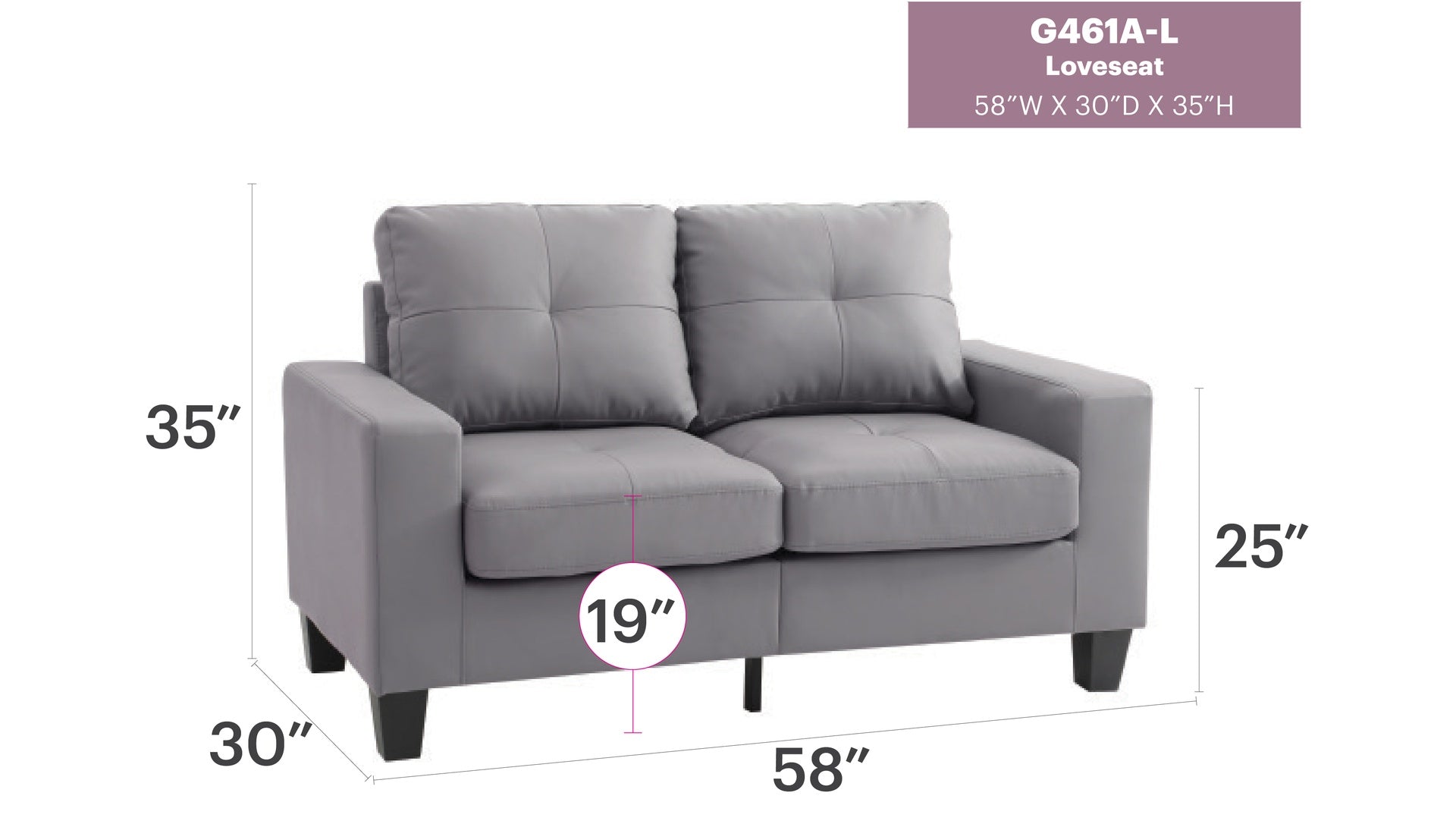 Versatile Gray Casual Loveseat With Track Arms